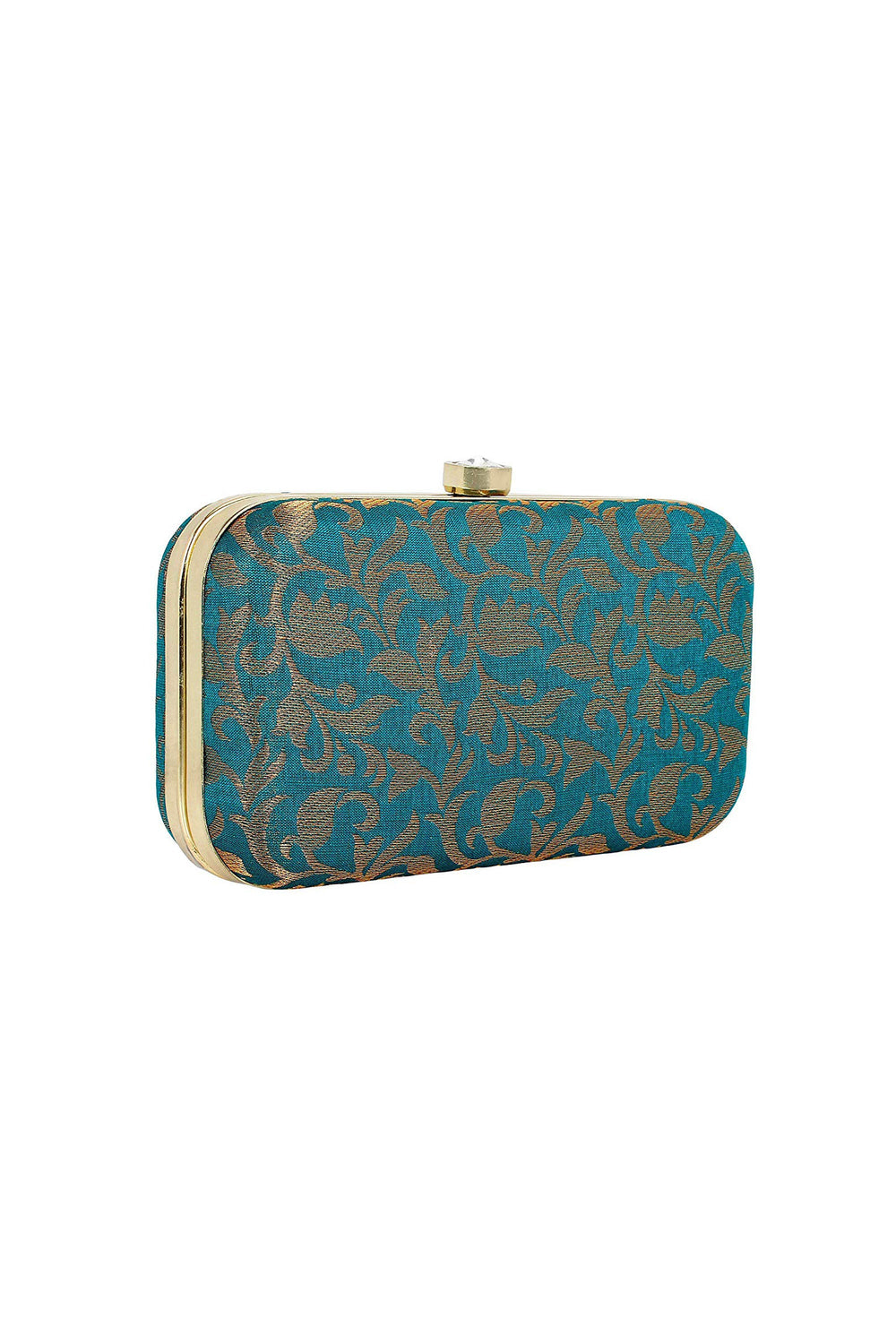 Teal Color Party Style Fancy Fabric Beatific Clutch Purses | Buy Online India