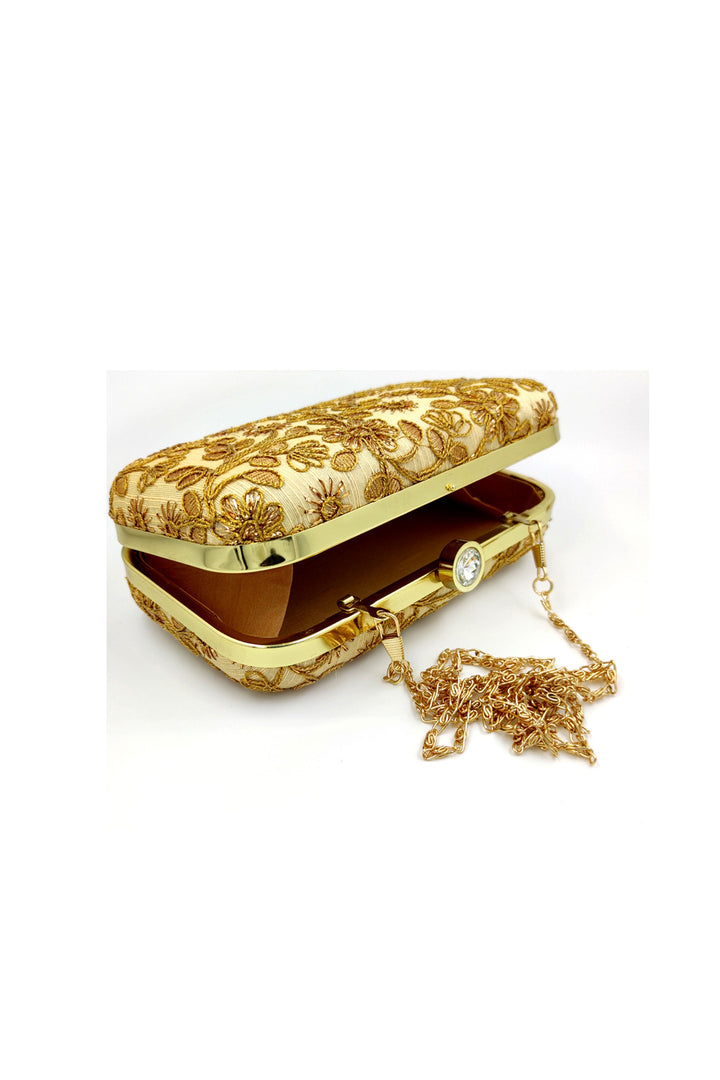 Incredible Party Style Fancy Fabric Cream Color Clutch Purses | Buy Online India