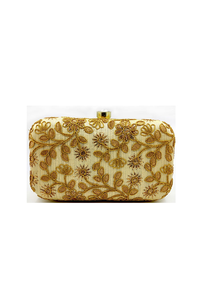 Incredible Party Style Fancy Fabric Cream Color Clutch Purses | Buy Online India