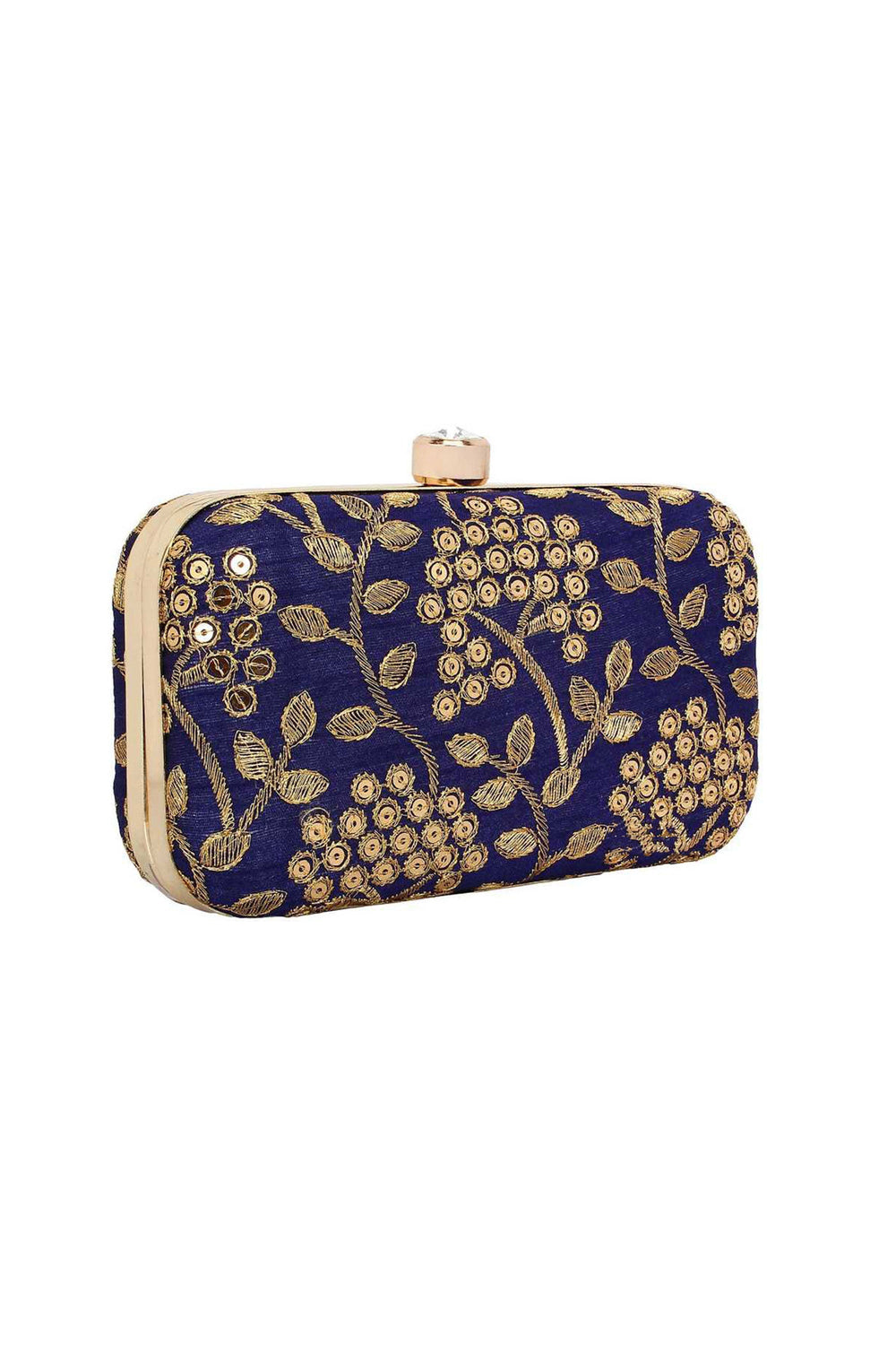 Marvellous Fancy Fabric Party Style Clutch Purses In Navy Blue Color | Buy Online India