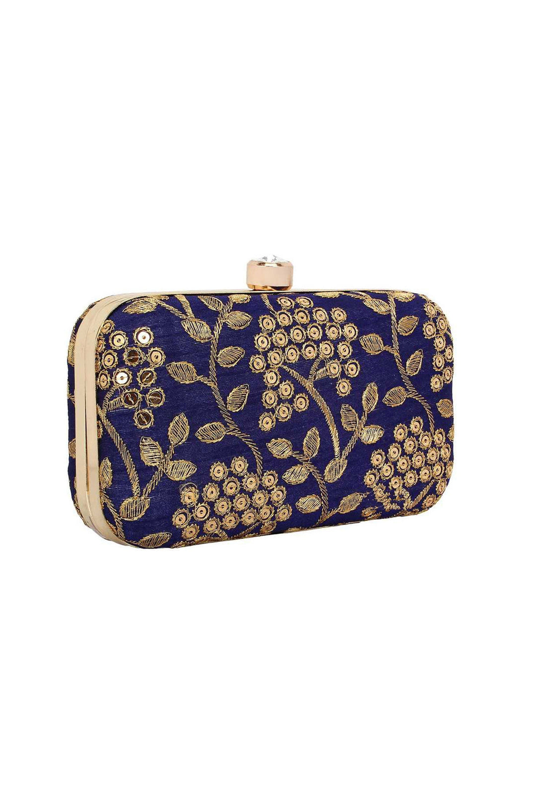 Marvellous Fancy Fabric Party Style Clutch Purses In Navy Blue Color | Buy Online India