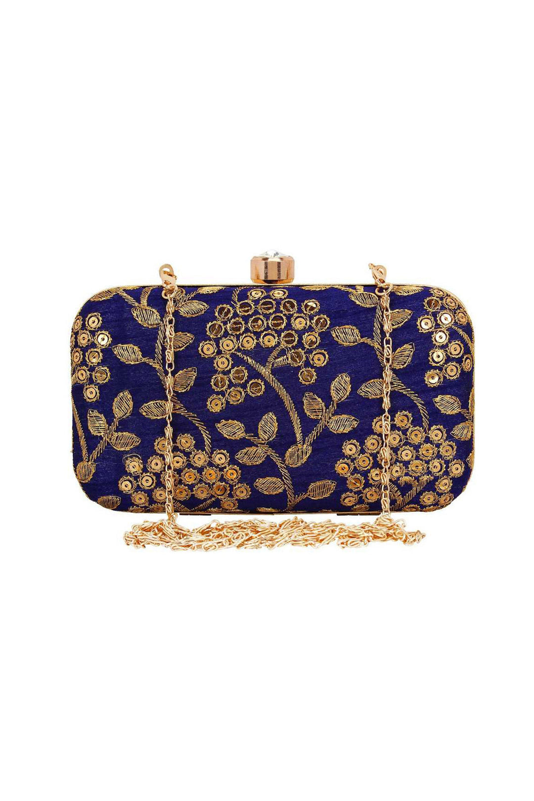 Marvellous Fancy Fabric Party Style Clutch Purses In Navy Blue Color | Buy Online India