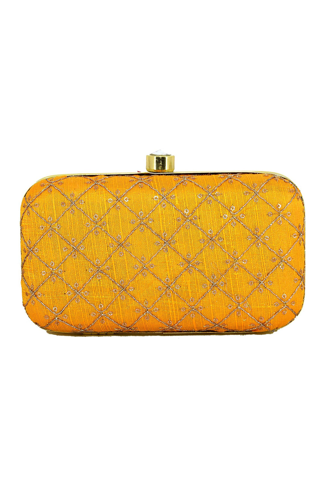Mustard Color Party Style Engaging Fancy Fabric Clutch Purses | Buy Online India