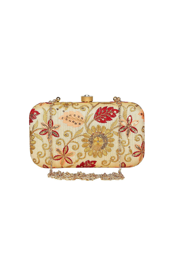 Fancy Fabric Beige Color Pleasance Party Style Clutch Purses | Buy Online India