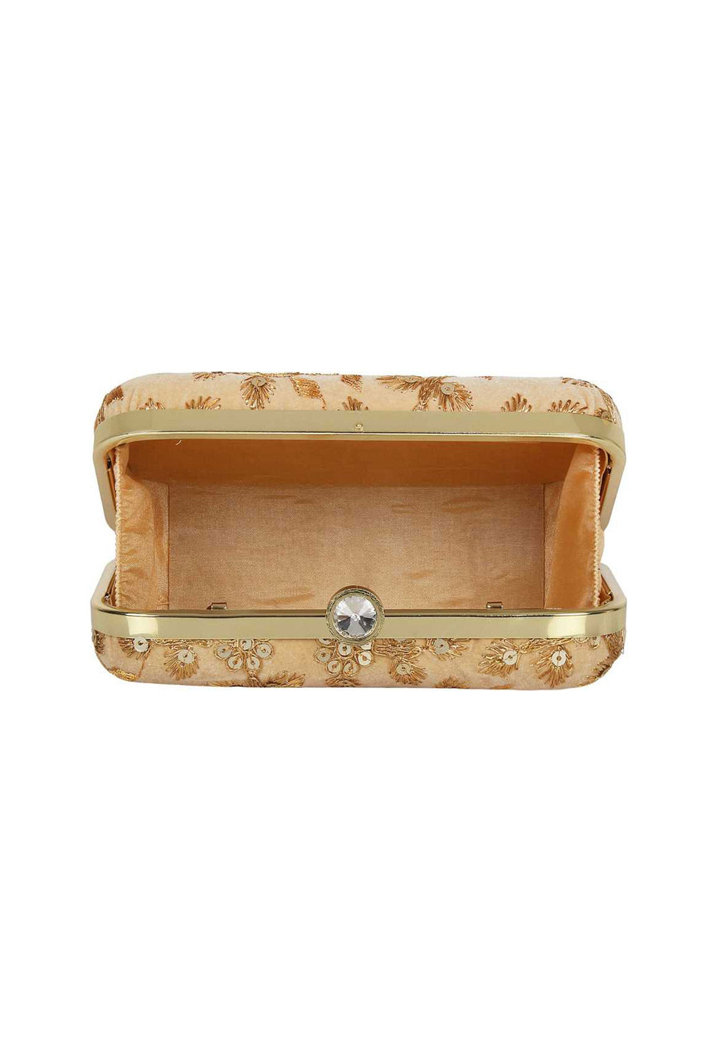 Cream Color Fancy Fabric Coveted Party Style Clutch Purses | Buy Online India
