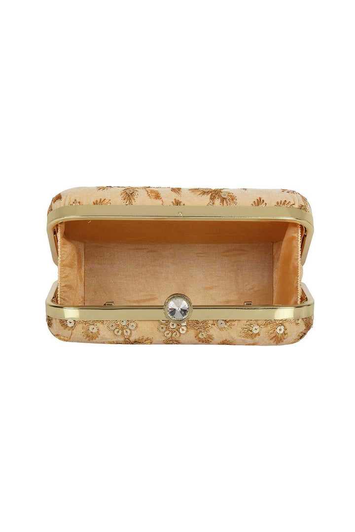 Cream Color Fancy Fabric Coveted Party Style Clutch Purses | Buy Online India