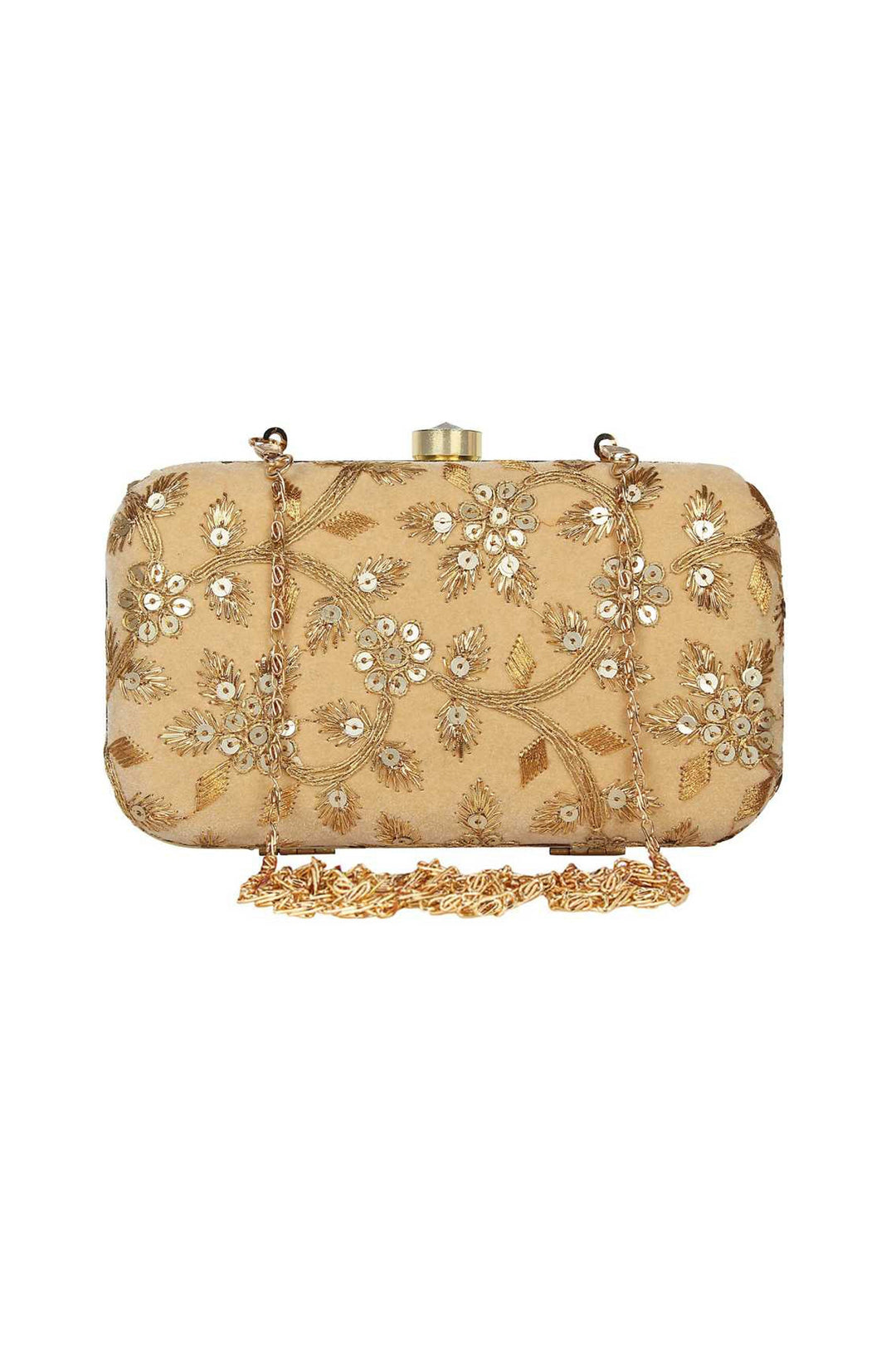 Cream Color Fancy Fabric Coveted Party Style Clutch Purses | Buy Online India
