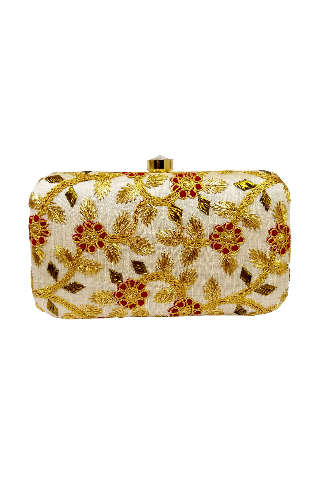 Fancy Fabric White Color Riveting Party Style Clutch Purses | Buy Online India