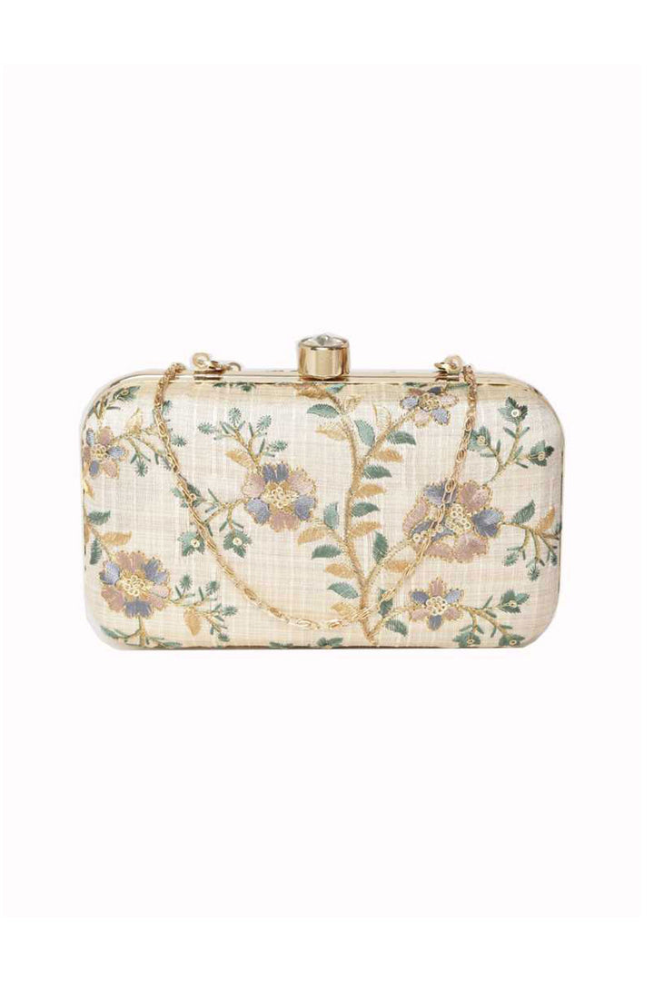 White Color Fancy Fabric Trendy Party Style Clutch Purses | Buy Online India