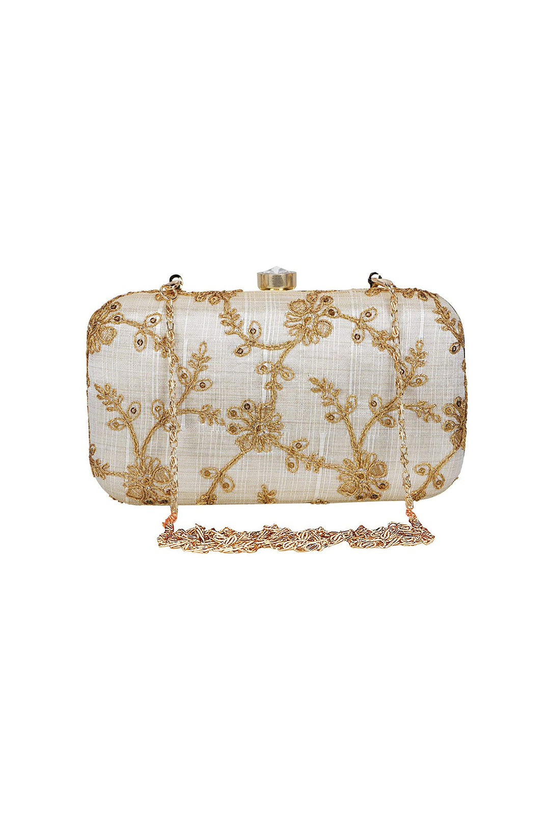 Fancy Fabric White Color Patterned Party Style Clutch Purses | Buy Online India