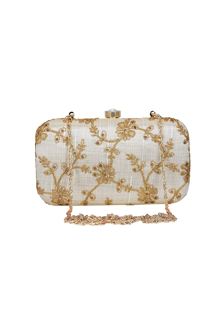 Fancy Fabric White Color Patterned Party Style Clutch Purses | Buy Online India