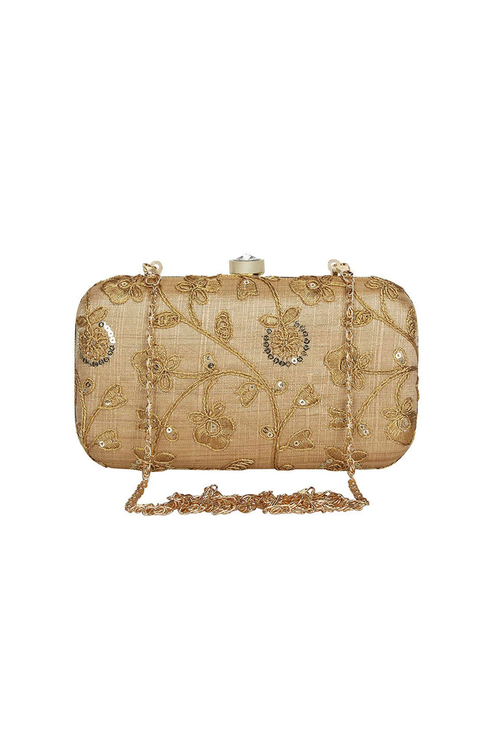 Beige Color Engaging Fancy Fabric Party Style Clutch Purses | Buy Online India