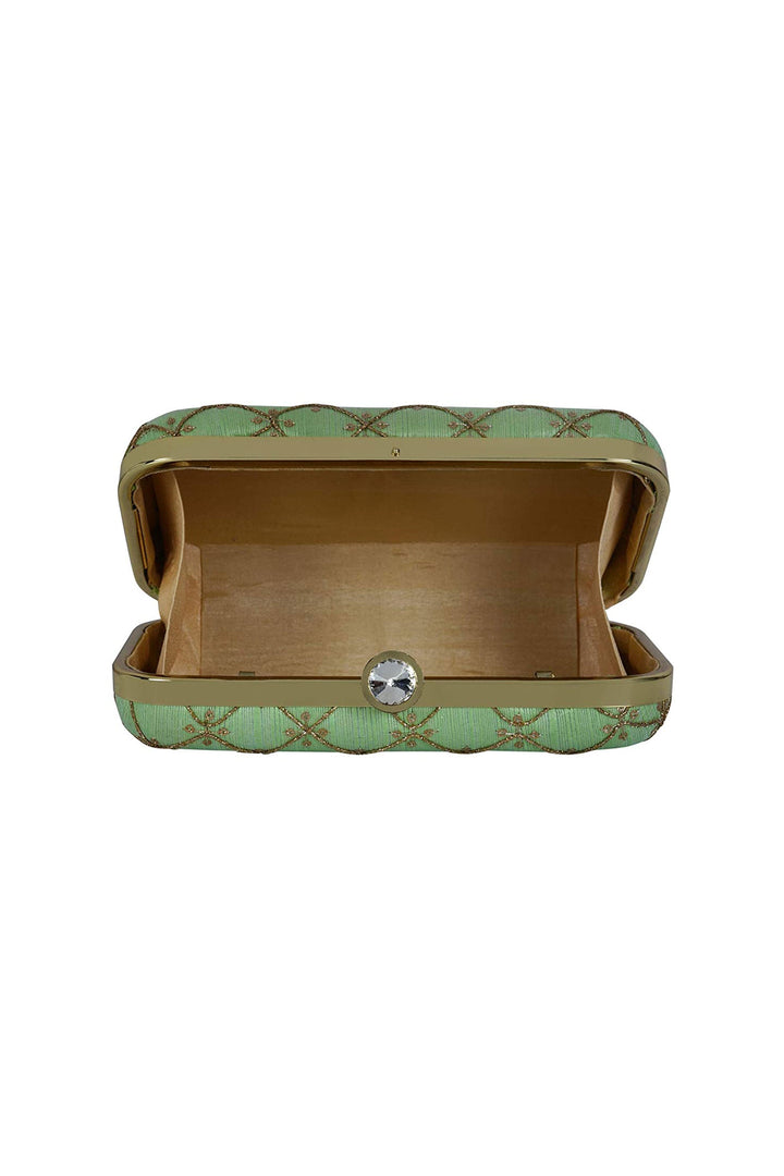 Sea Green Color Party Style Sober Clutch Purses In Fancy Fabric | Buy Online India