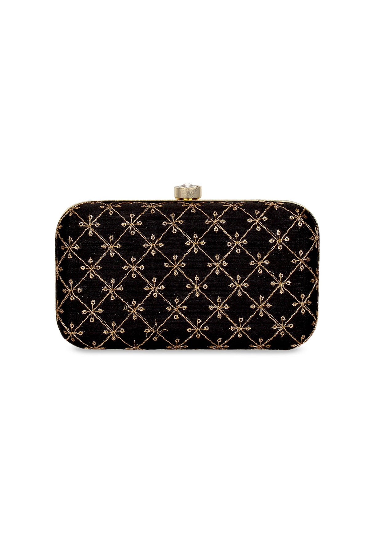 Excellent Fancy Fabric Navy Blue Color Party Style Clutch Purses