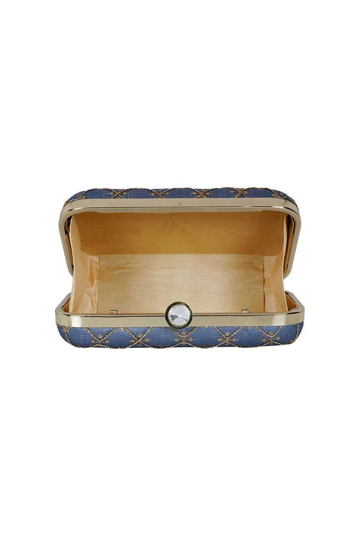Sky Blue Color Fancy Fabric Stunning Party Style Clutch Purses | Buy Online India