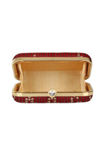 Load image into Gallery viewer, Beguiling Maroon Color Fancy Fabric Party Style Clutch Purses
