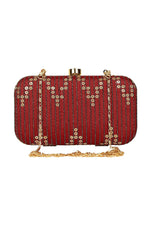 Load image into Gallery viewer, Beguiling Maroon Color Fancy Fabric Party Style Clutch Purses
