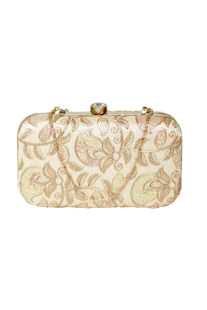 Incredible Fancy Fabric Cream Color Party Style Clutch Purses | Buy Online India