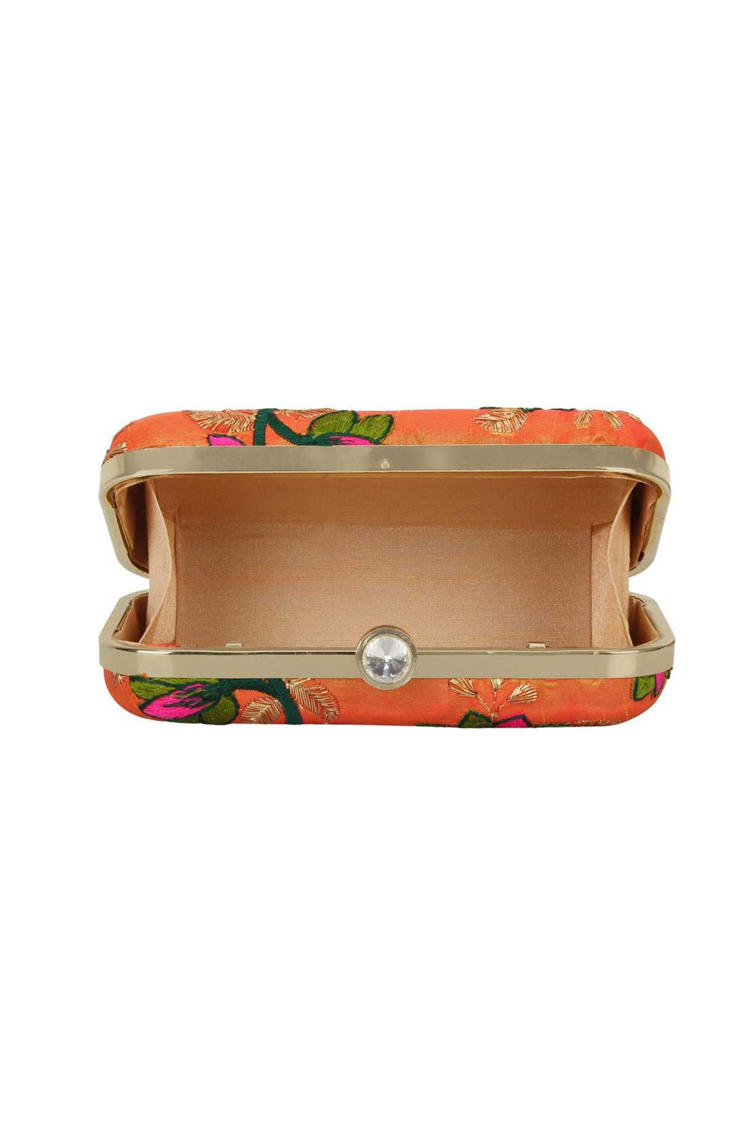 Fancy Fabric Orange Color Party Style Delicate Clutch | Buy Online India
