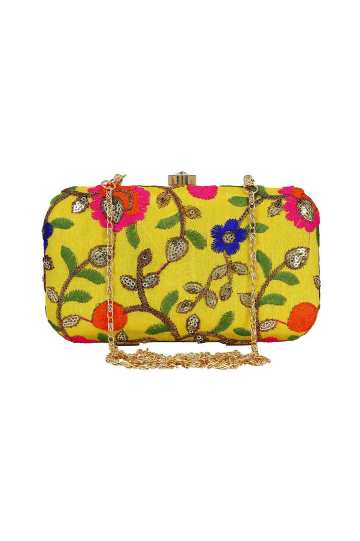 Yellow Color Fancy Fabric Party Style Lovely Clutch Purses | Buy Online India
