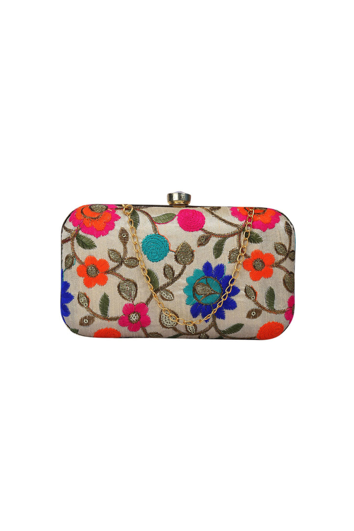 Creative Party Style Clutch Purses In Beige Color Fancy Fabric | Buy Online India