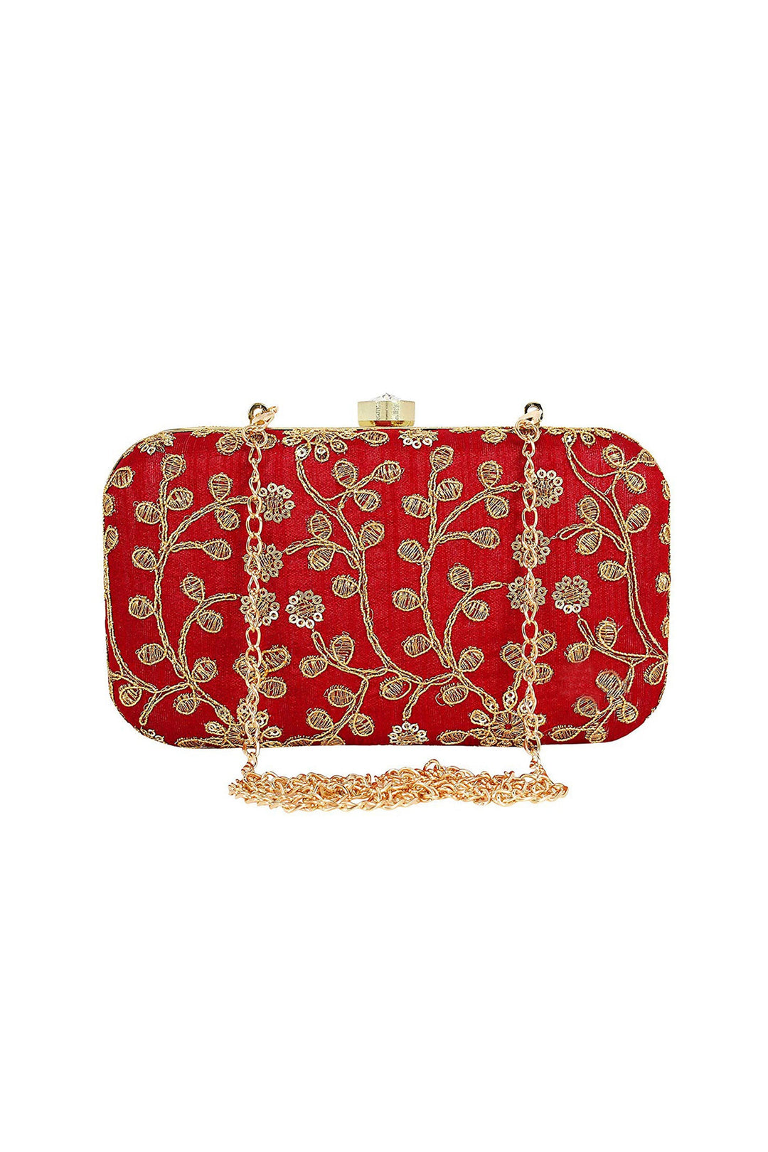 Amazing Red Color Fancy Fabric Party Style Clutch | Buy Online India