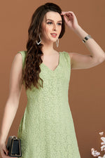 Load image into Gallery viewer, Attractive Georgette Fabric Sea Green Color Chikankari Work Kurti
