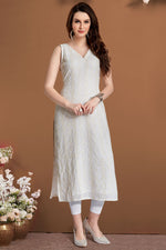 Load image into Gallery viewer, Marvelous Georgette Fabric Chikankari Work Kurti In White Color
