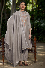 Load image into Gallery viewer, Grey Color Viscose Fabric Party Style Embroidered Salwar Kameez
