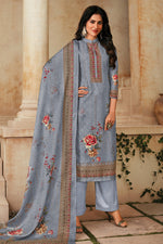 Load image into Gallery viewer, Grey Color Casual Printed Muslin Fabric Palazzo Salwar Suit
