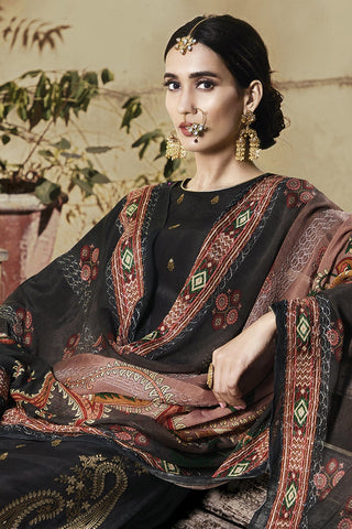 Viscose Fabric Function Wear Embroidered Black Color Palazzo Suit