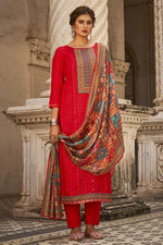 Load image into Gallery viewer, Red Color Embroidered Function Wear Art Silk Fabric Salwar Suit
