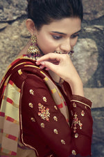 Load image into Gallery viewer, Daily Wear Brown Color Printed Crepe Fabric Patiala Suit
