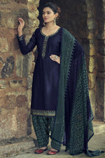 Load image into Gallery viewer, Regular Wear Printed Navy Blue Color Patiala Suit
