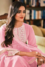 Load image into Gallery viewer, Pink Color Sangeet Wear Thread Embroidered Palazzo Suit
