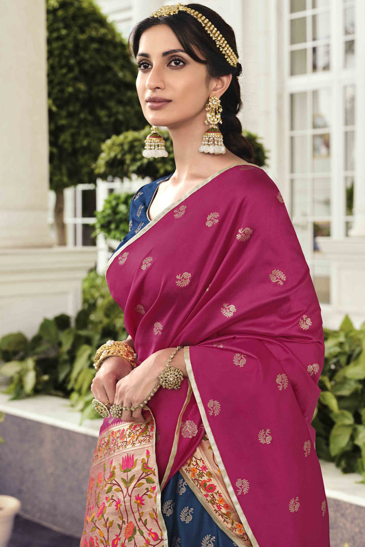 Beautifull Navy Blue Color Function Wear Lehenga In Art Silk Fabric