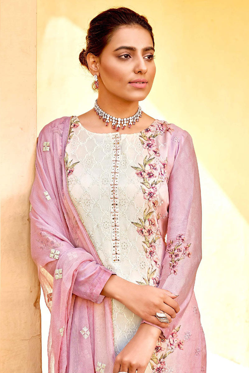 Beguiling Digital Printed Work On Pink Color Viscose Fabric Festival Wear Salwar Kameez