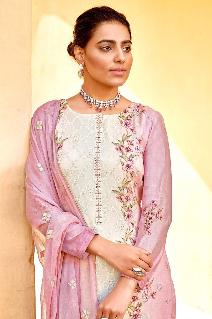 Beguiling Digital Printed Work On Pink Color Viscose Fabric Festival Wear Salwar Kameez