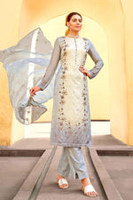 Load image into Gallery viewer, Tempting Viscose Fabric Grey Color Festival Wear Salwar Kameez With Digital Printed Work
