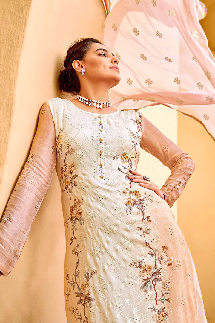 Classic Digital Printed Designs On Beige Color Festival Wear Salwar Kameez In Viscose Fabric