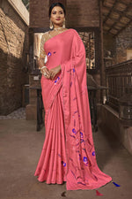 Load image into Gallery viewer, Innovative Floral Printed Work On Satin Fabric Casual Wear Saree In Pink Color
