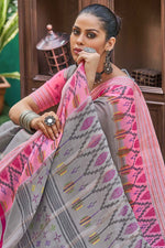 Load image into Gallery viewer, Grey Color Linen Fabric Beautiful Saree With Printed Work In Casual Wear
