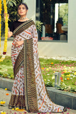 Load image into Gallery viewer, Printed Work On White Color Chiffon Fabric Casual Wear Remarkable Saree
