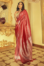 Load image into Gallery viewer, Red Color Party Look Imperial Kanjivaram Silk Saree
