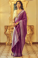 Load image into Gallery viewer, Party Look Pleasant Kanjivaram Silk Saree In Purple Color
