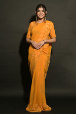Load image into Gallery viewer, Party Wear Brasso Fabric Enticing Printed Saree In Yellow Color
