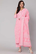 Load image into Gallery viewer, Cotton Fabric Printed Work Soothing Salwar Suit Pink Color
