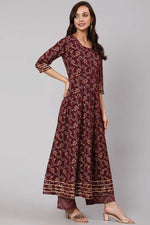 Load image into Gallery viewer, Cotton Fabric Maroon Color Gorgeous Salwar Suit With Printed Work
