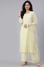 Load image into Gallery viewer, Yellow Color Georgette Fabric Awesome Palazzo Suit
