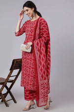 Load image into Gallery viewer, Red Color Inventive Palazzo Suit In Cotton Fabric

